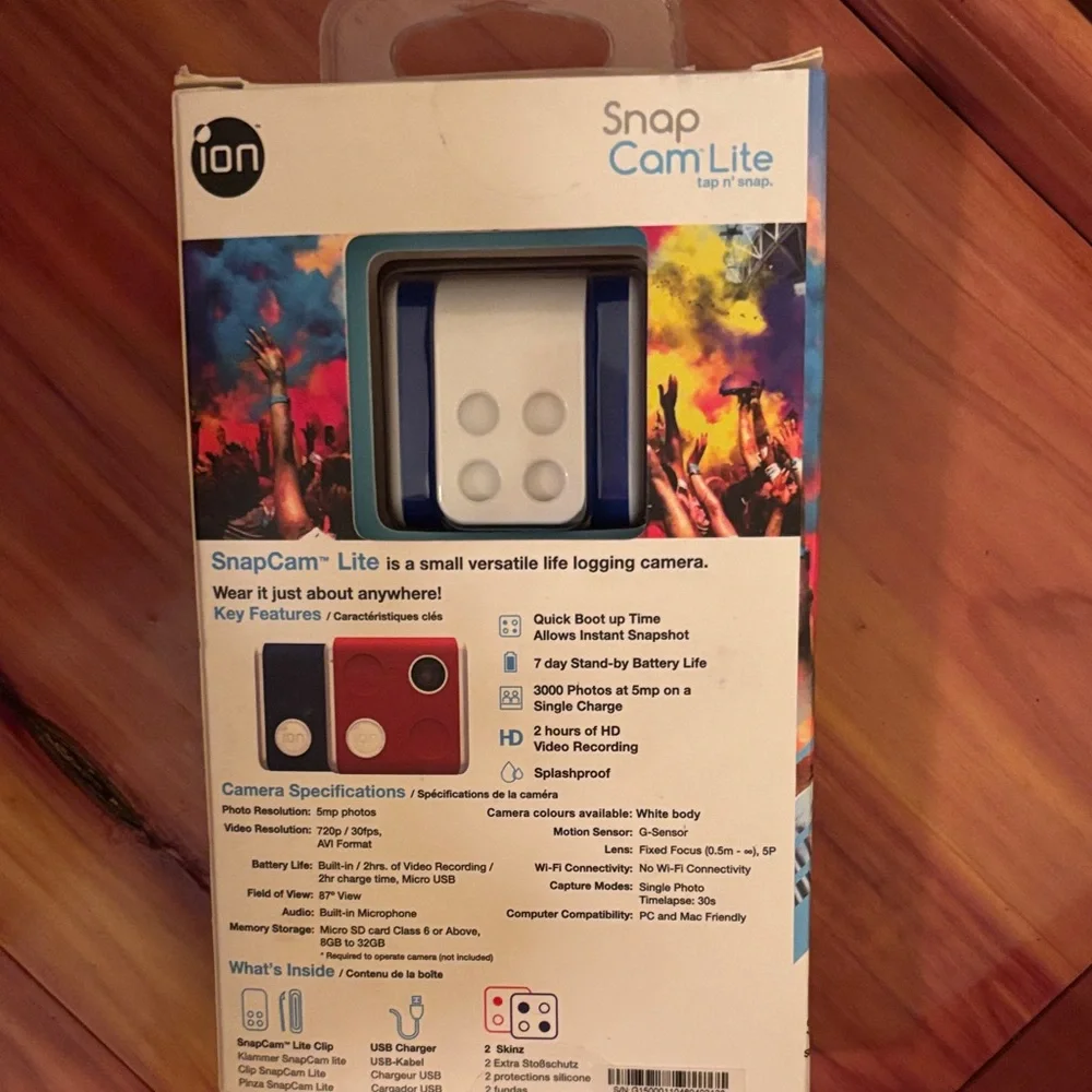 SnapCam Lite Blue Wearable HD Video Camera